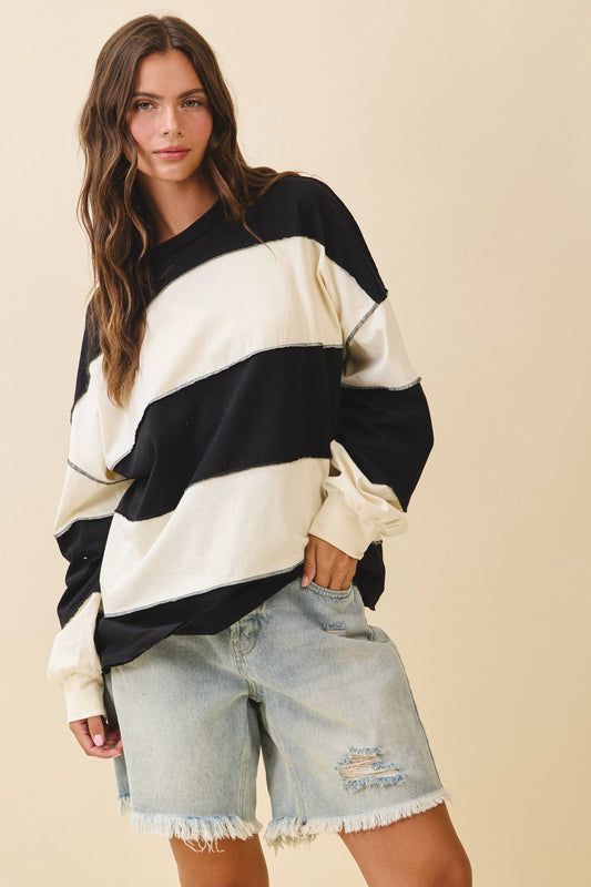 Long Sleeve Color Block Top