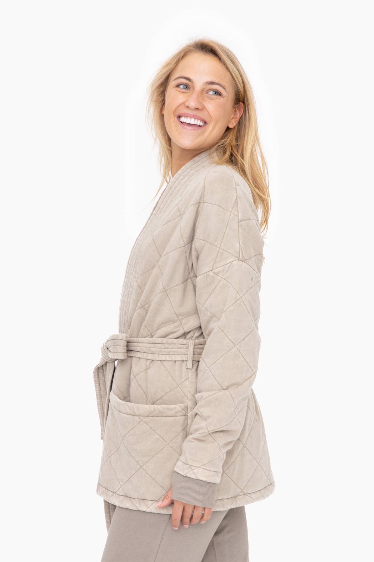Quilted Mineral Washed Wrap Jacket
