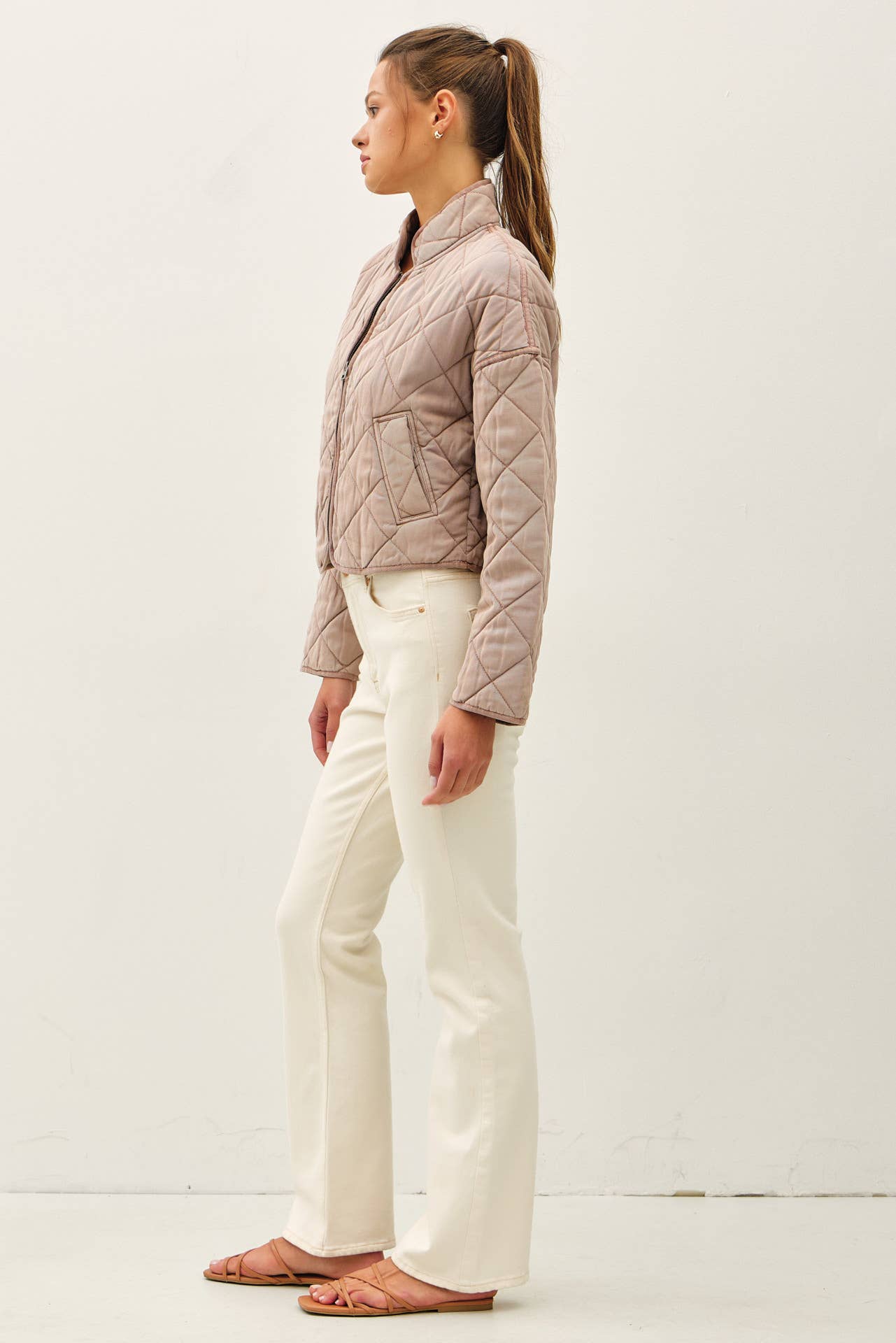Garment Washed Quilt Crop Jacket