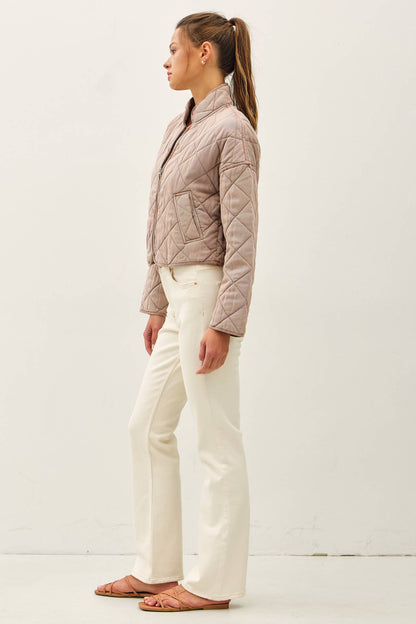 Garment Washed Quilt Crop Jacket