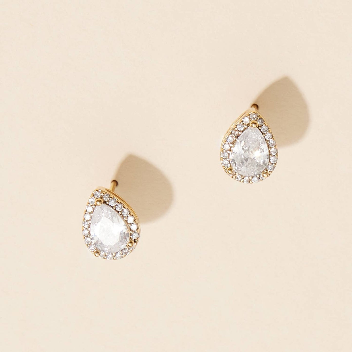 Pear-Shaped Cubic Zirconia Stud Earrings