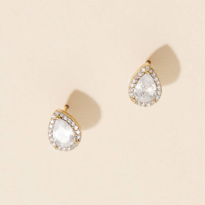 Pear-Shaped Cubic Zirconia Stud Earrings
