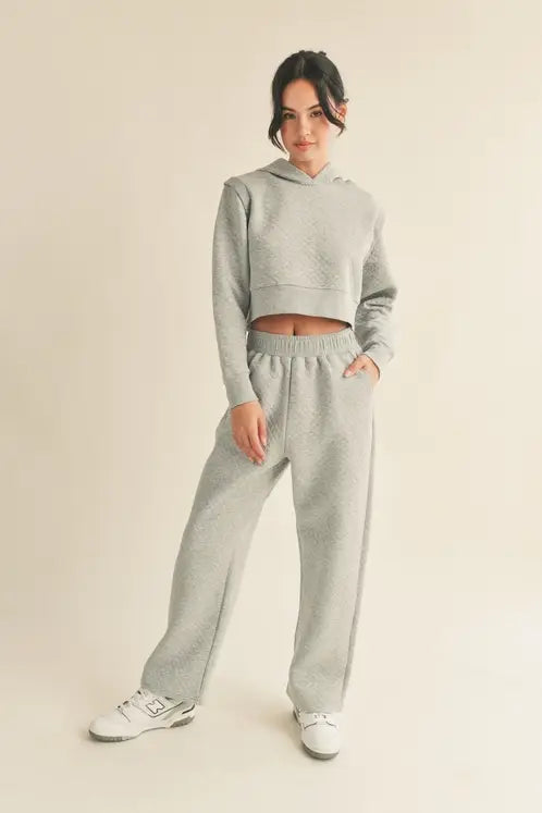 High Waist Quilted Wide Leg Pant