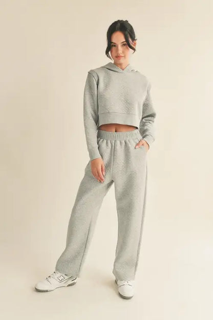 High Waist Quilted Wide Leg Pant