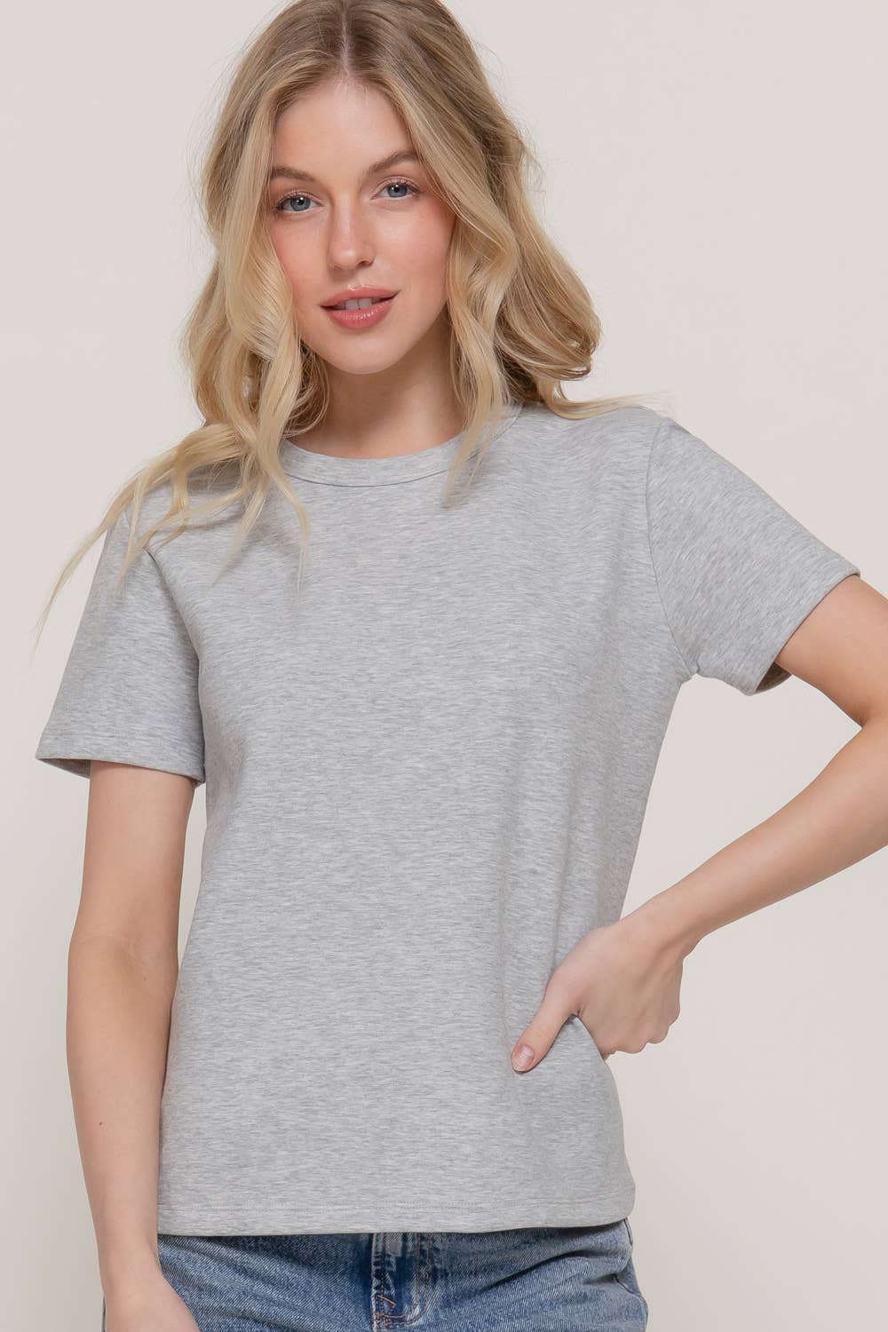 Short Sleeve Round Neck Soft Knit Jersey Top