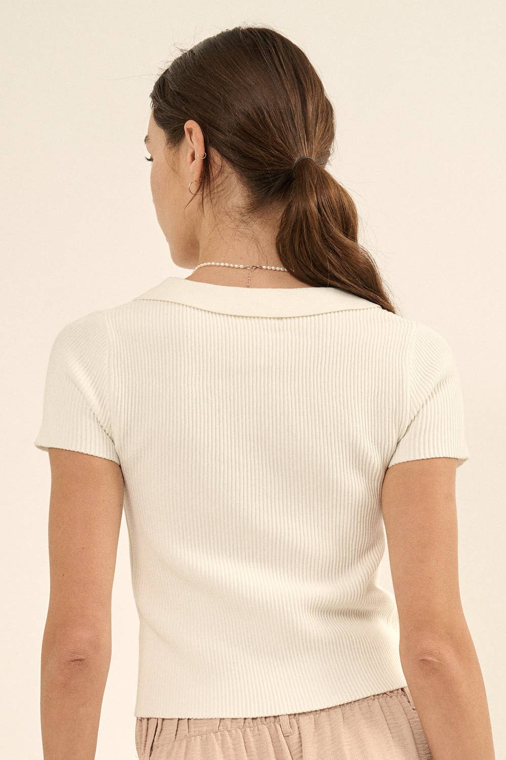 Shaper Fit Collar Neck Short Sleeve Rib Shirt