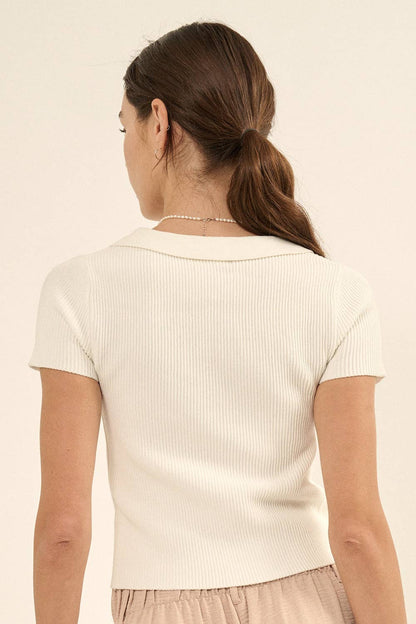 Shaper Fit Collar Neck Short Sleeve Rib Shirt