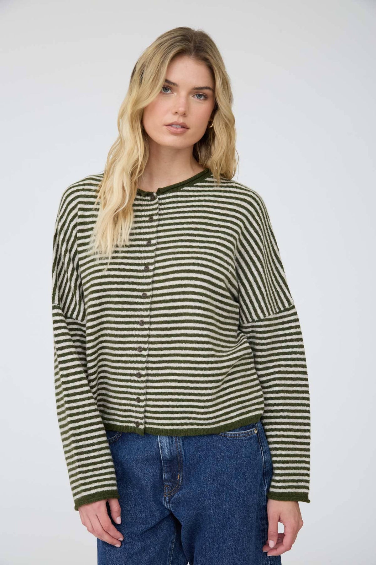 Emma Stripe Raw Edge Cardigan