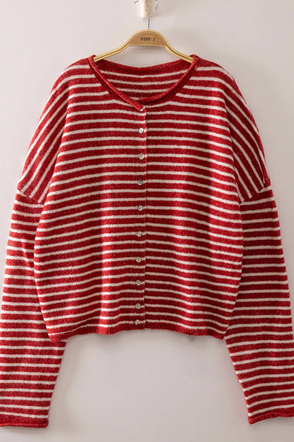 Becky Button Stripe Sweater