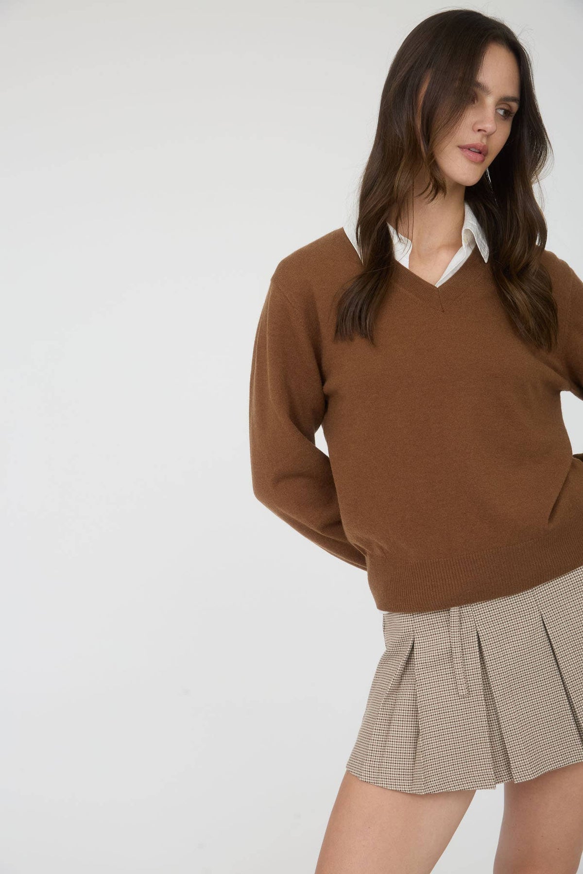Plaid Waist Tie Detail Pleated Mini Skirt