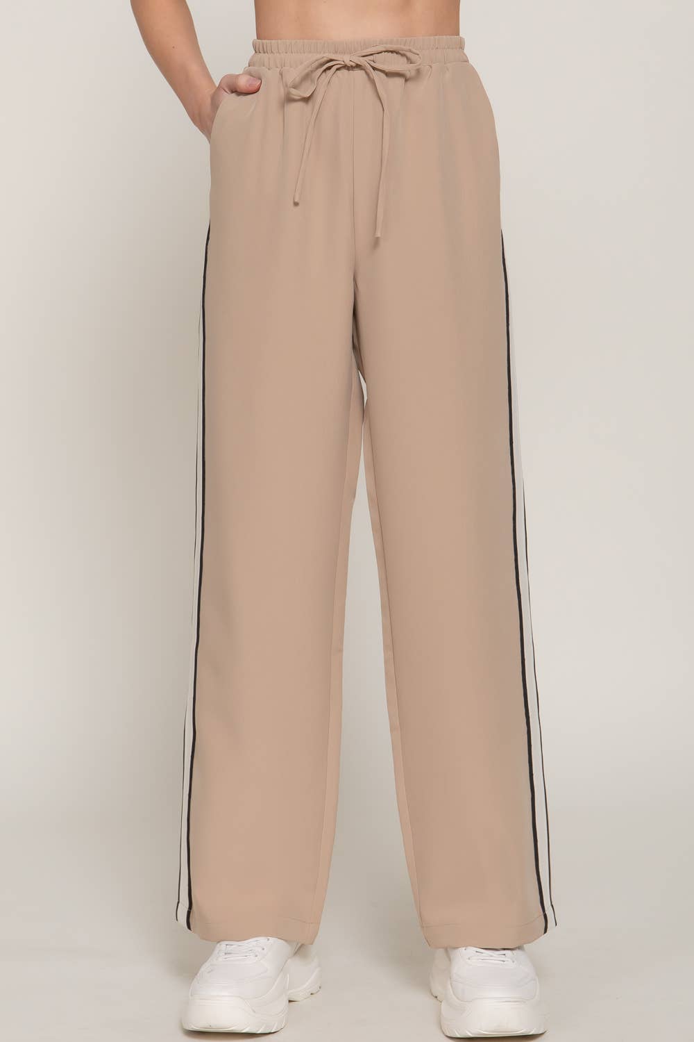 Side Stripe Straight Long Woven Pants