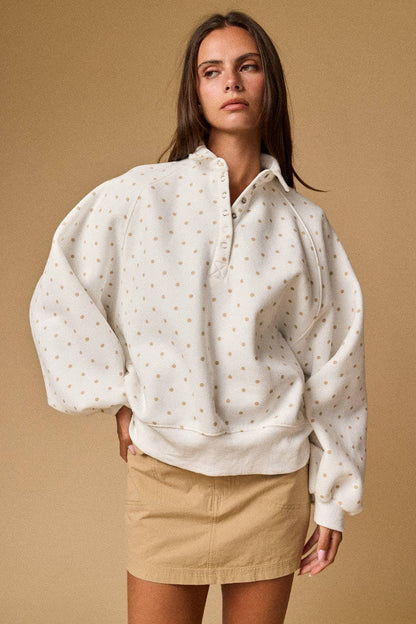 Addison Polka Dot Snap Button Pullover
