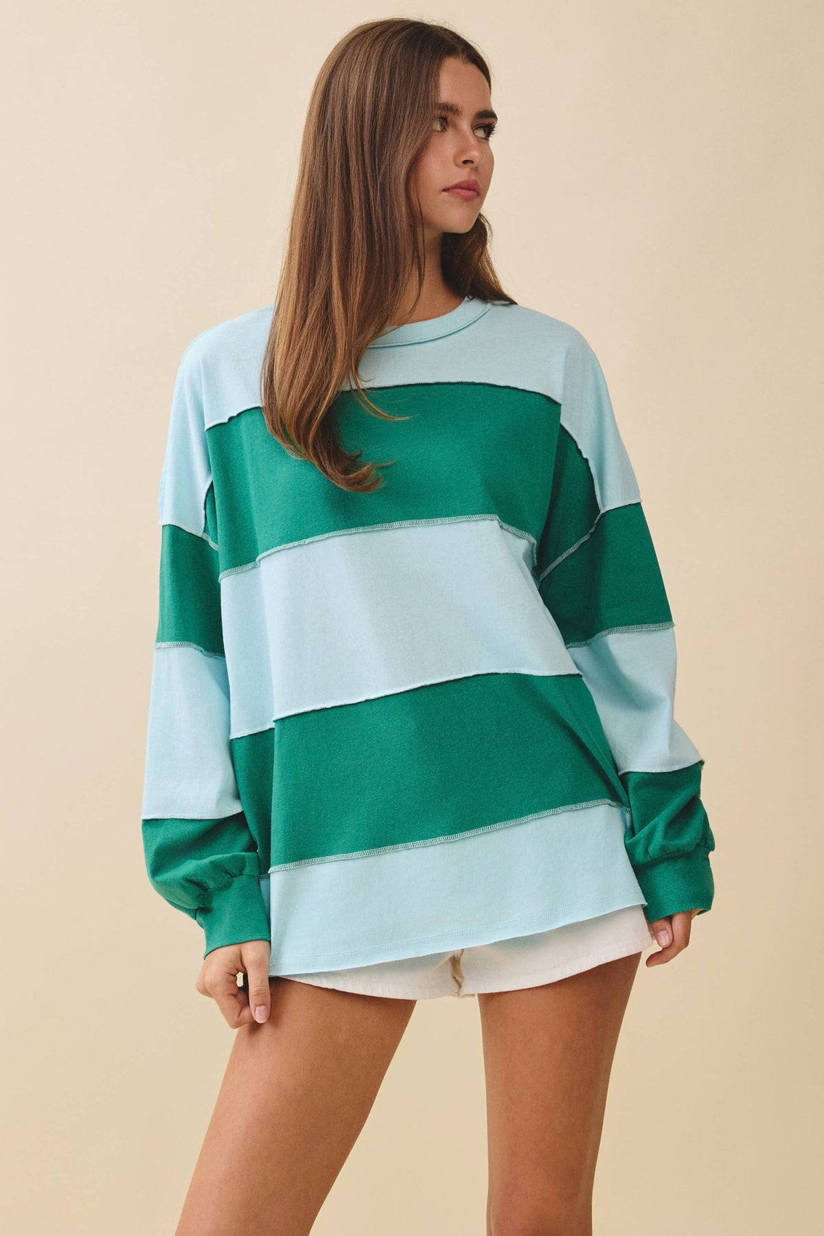 Long Sleeve Color Block Top
