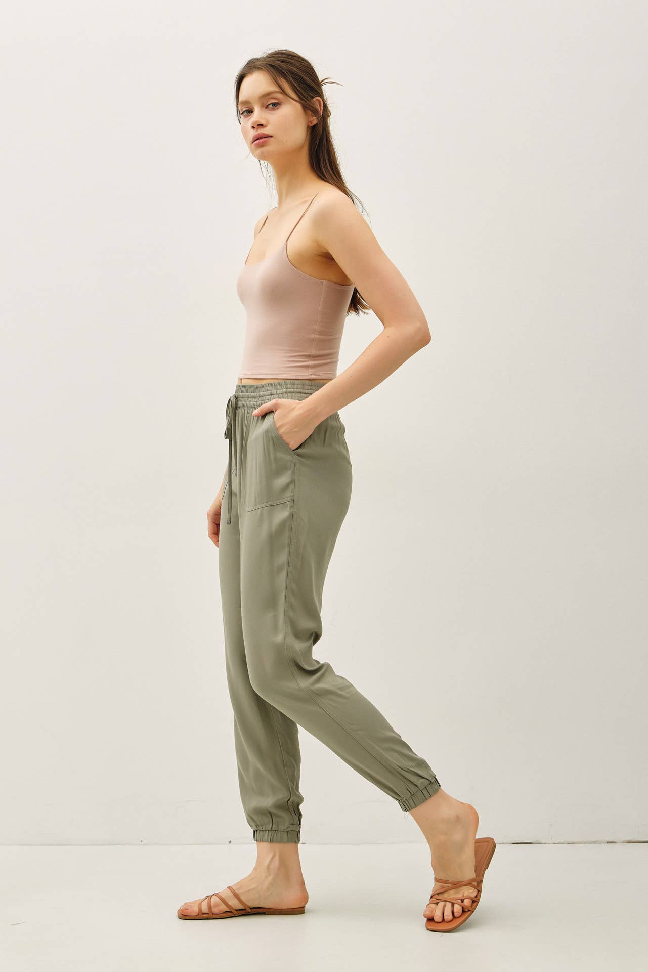 High Rise Elastic Drawstring Jogger Pants