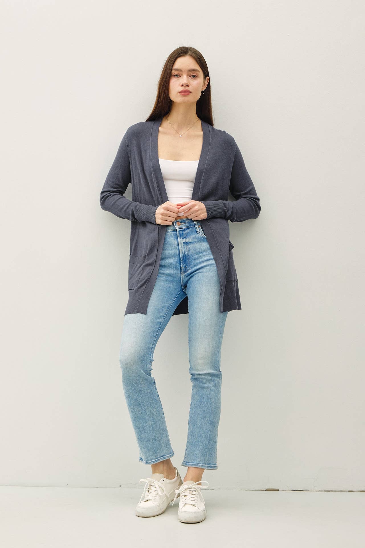 Viscose Open Front Essential Cardigan