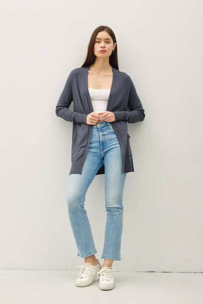 Viscose Open Front Essential Cardigan