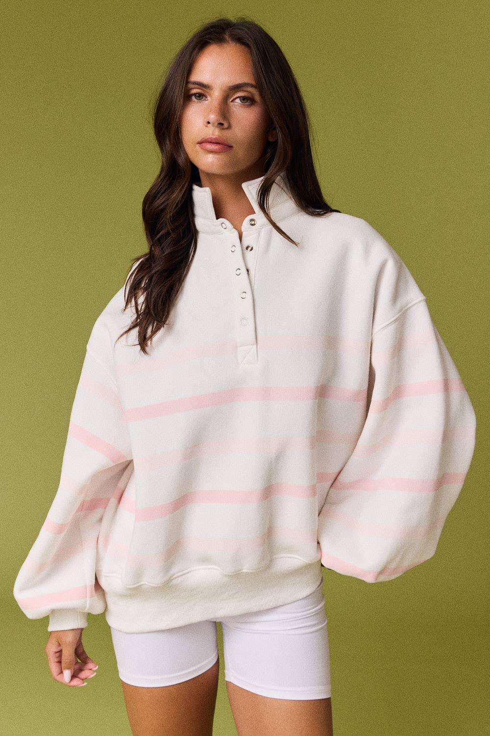 Addison Multi Color Stripe Snap Button Pullover