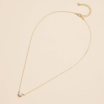 Cubic Zirconia Stone Charm Necklace