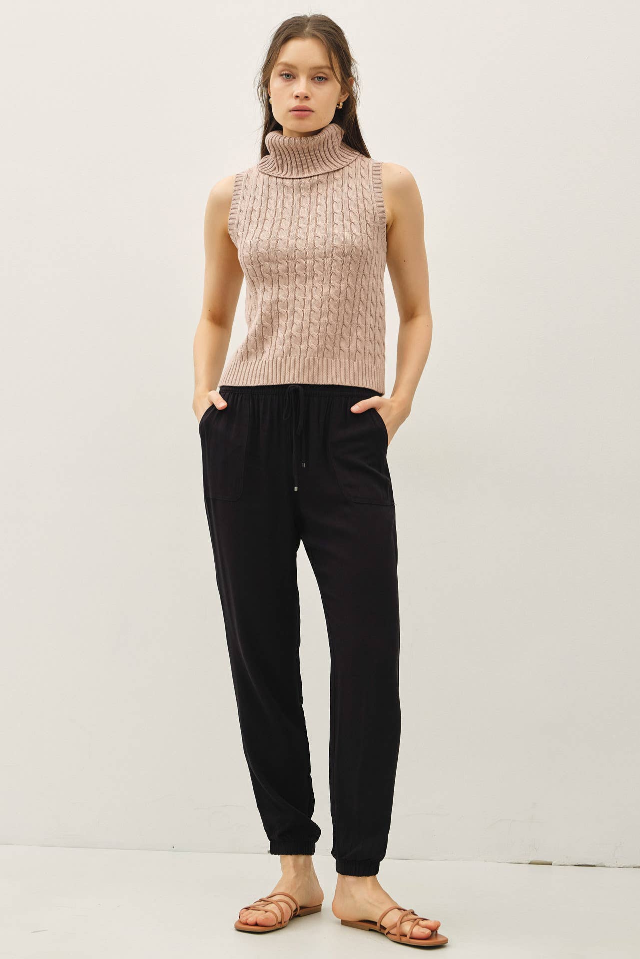 High Rise Elastic Drawstring Jogger Pants