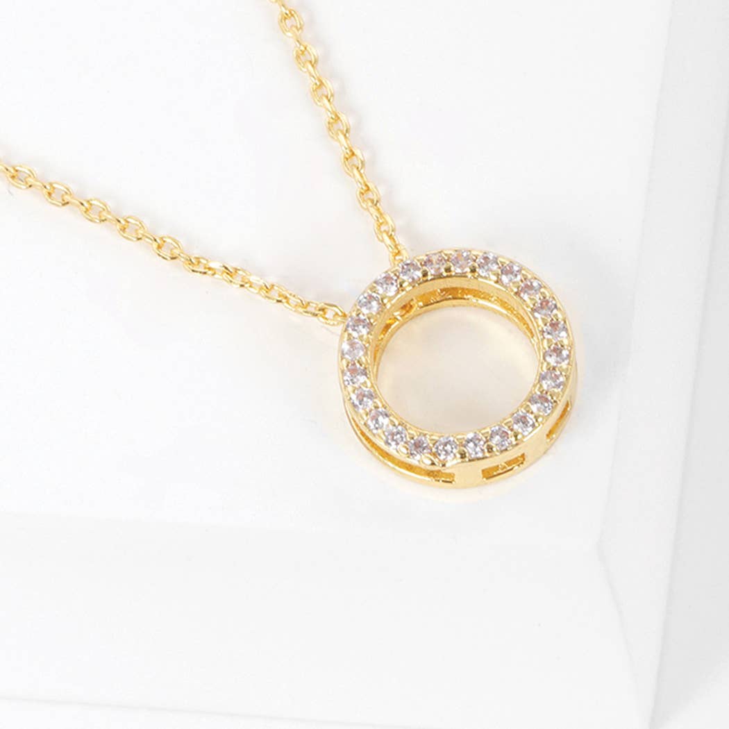 Gold-Dipped Rhinestone Ring Necklace