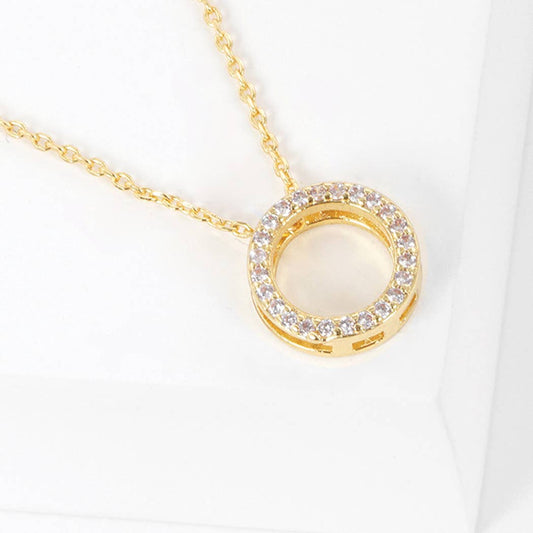 Gold-Dipped Rhinestone Ring Necklace