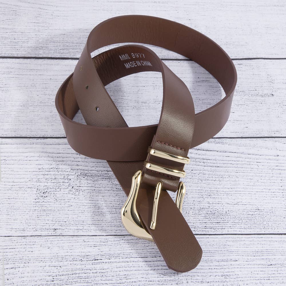 Wide Pu Belt With Organic Asymmetric Buckle