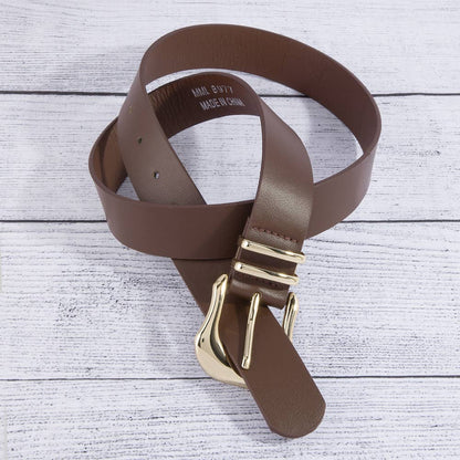 Wide Pu Belt With Organic Asymmetric Buckle