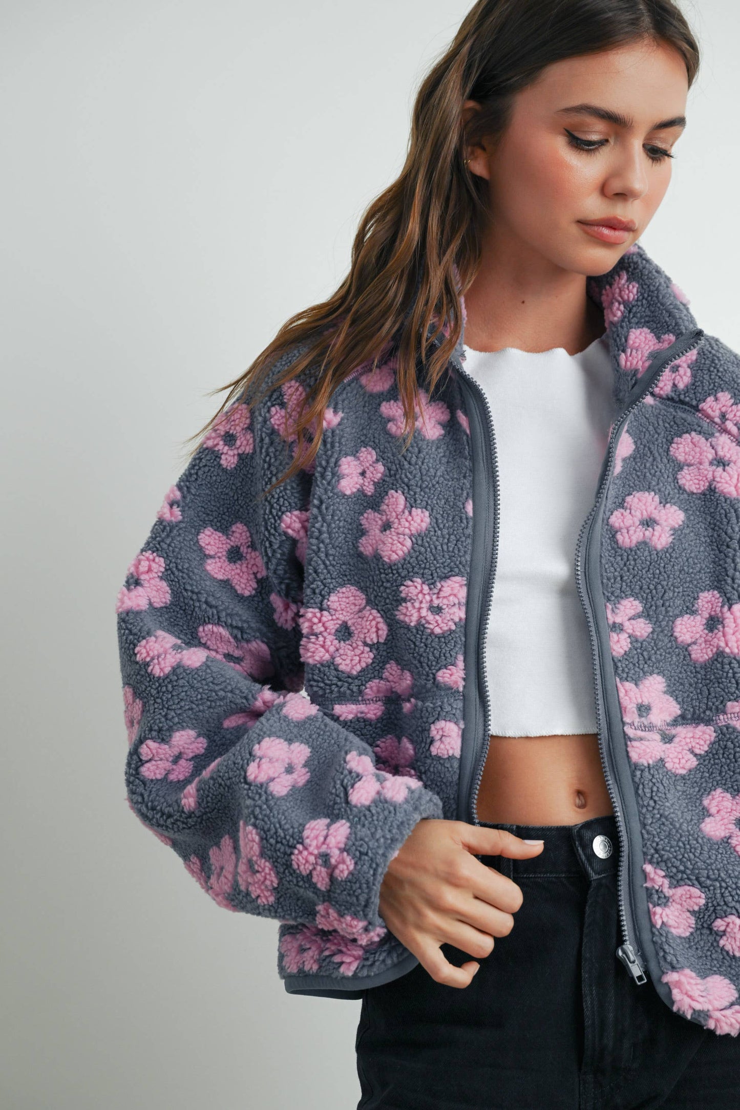 Daisy Flower Pattern Fleece Sherpa
