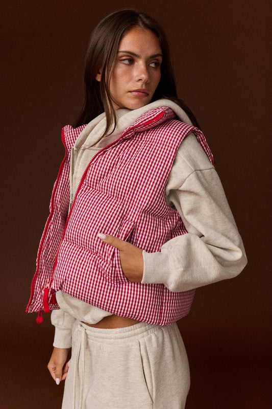 Gingham Puffer Vest