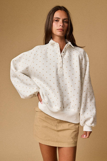Addison Polka Dot Snap Button Pullover