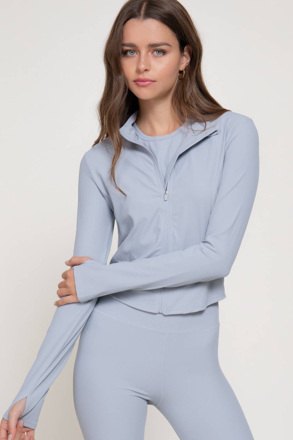 Long Sleeve Workout Jacket with Side Seam Detail