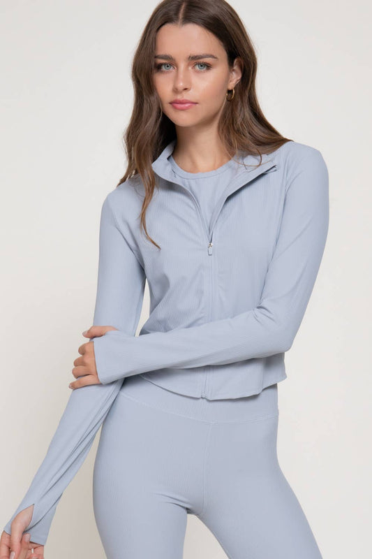 Long Sleeve Workout Jacket with Side Seam Detail