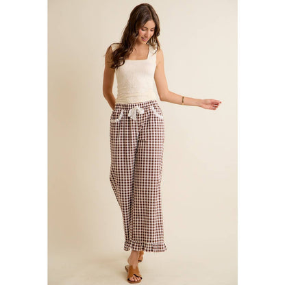 Gingham Ruffled Pull on Pant