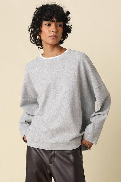 Jamie Contrast Round Neck Knit Top