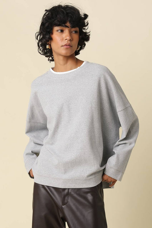 Jamie Contrast Round Neck Knit Top