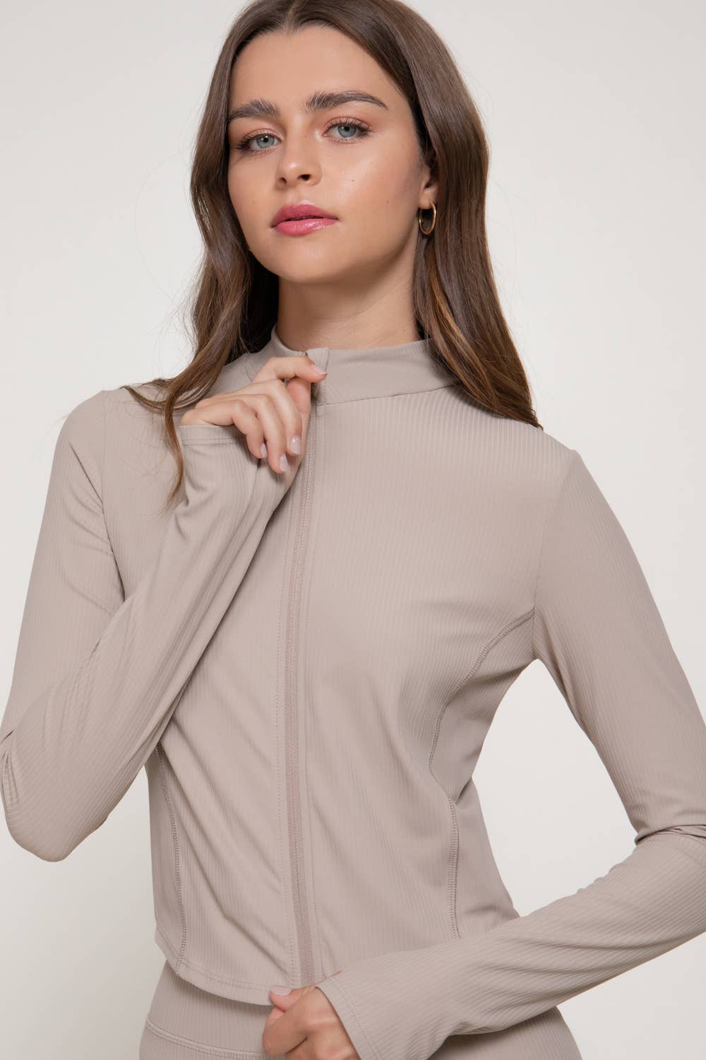 Long Sleeve Workout Jacket with Side Seam Detail