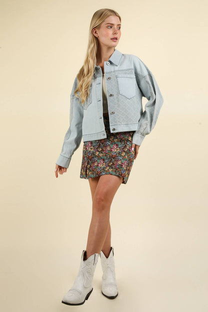 Floral Jacquard Fabric Mini Skirt