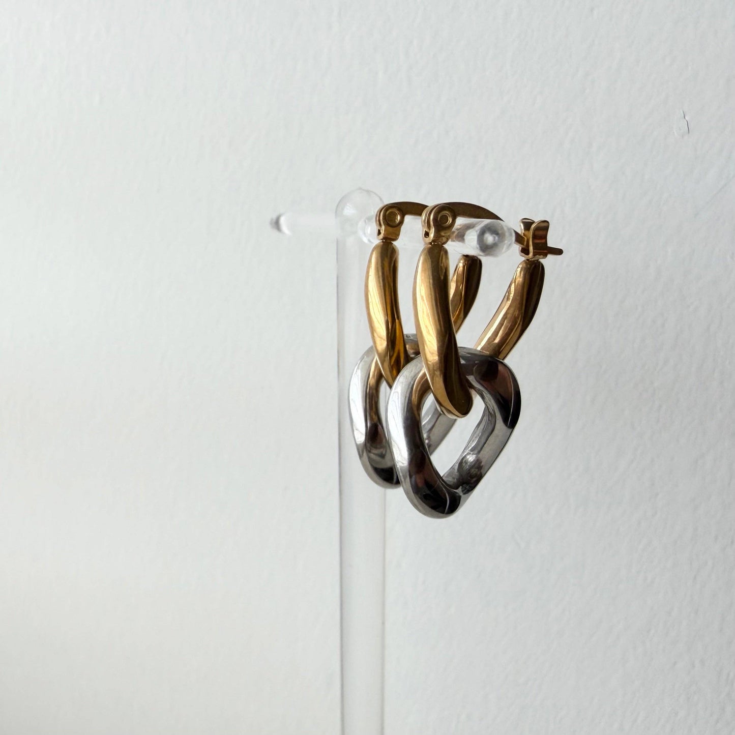 Two Tone Convertible Hoop Earrings | Waterproof, Stainless