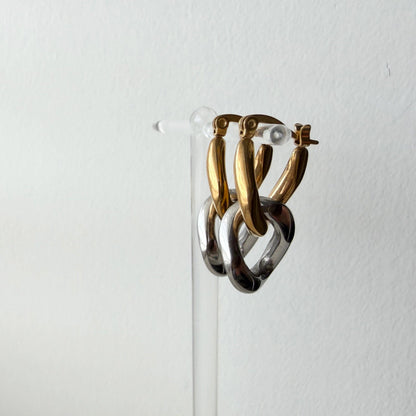 Two Tone Convertible Hoop Earrings | Waterproof, Stainless