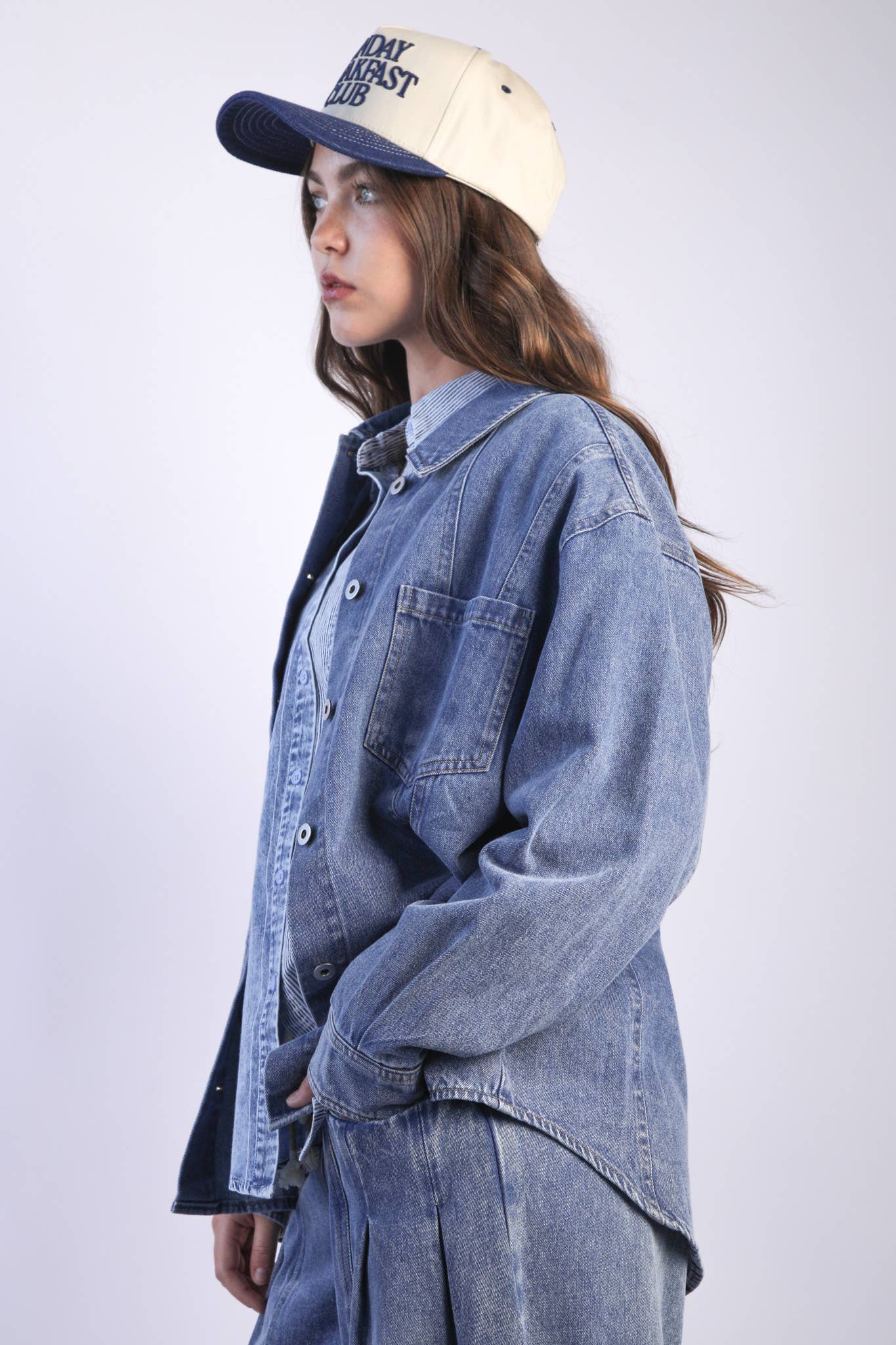 Oversized Washed Denim Shirt Top