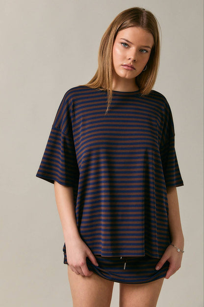 Short Sleeve Oversized Striped T-Shirt