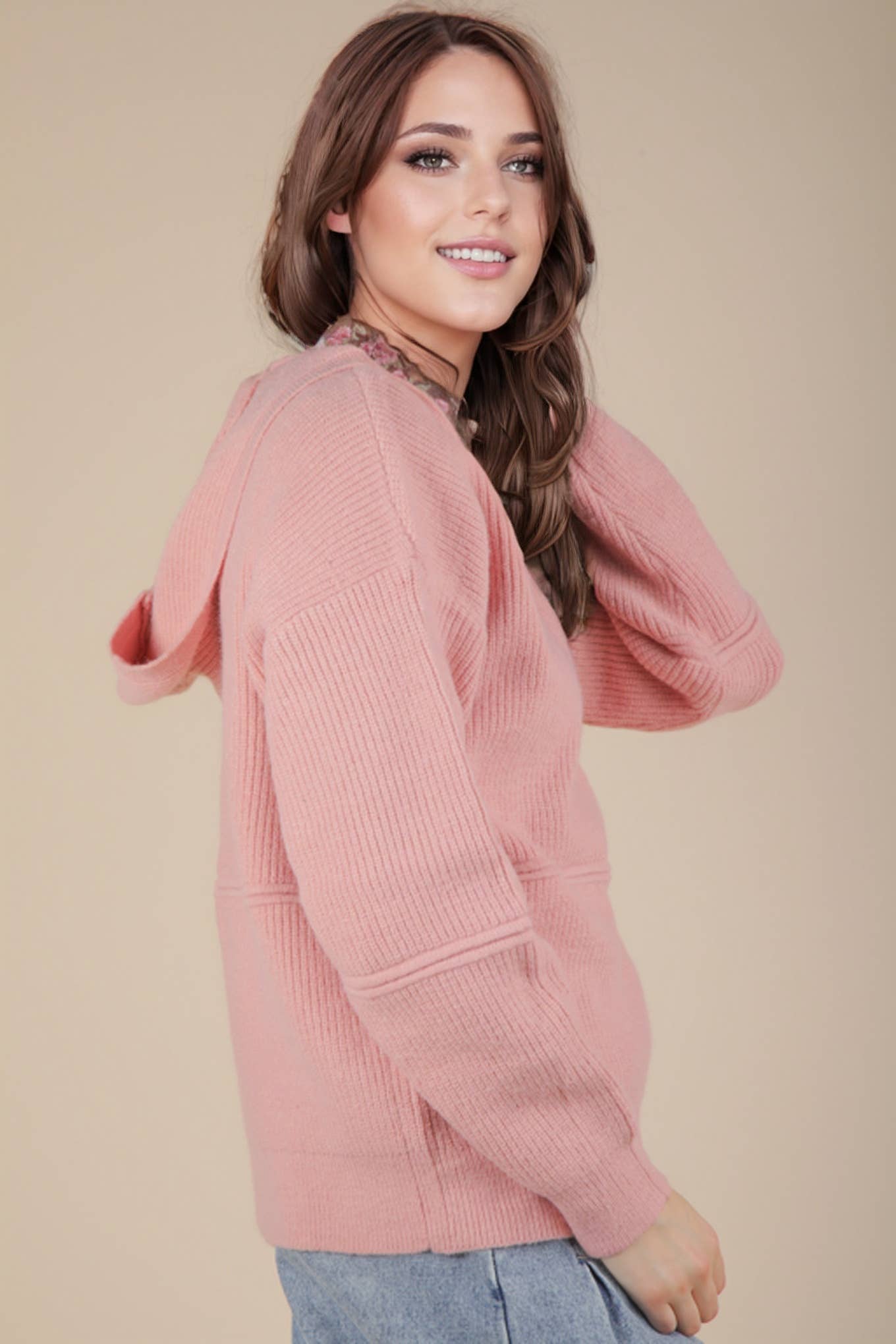 Cozy Oversized Knit Sweater Hoodie Top