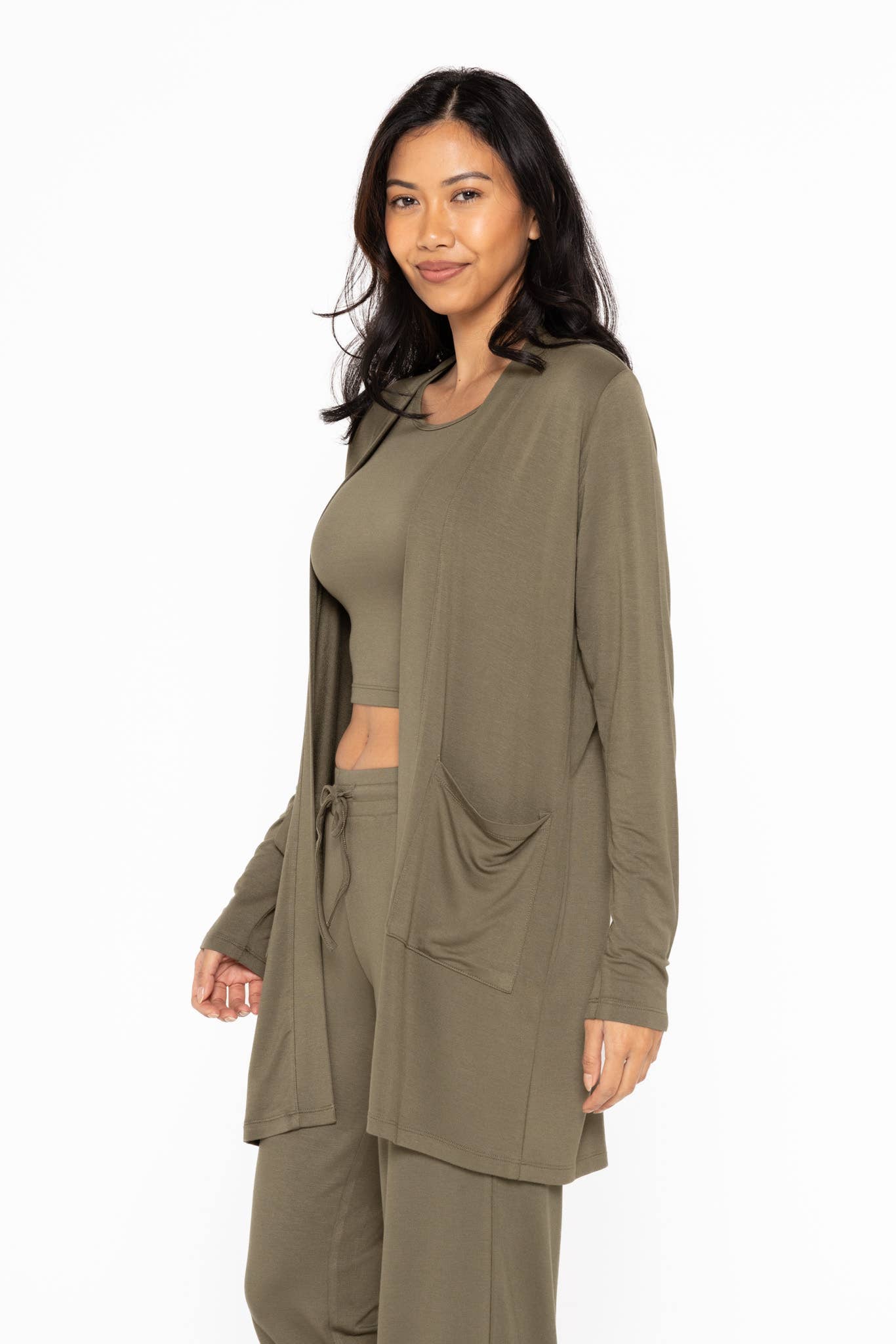 Lounge Open-Front Terry Cardigan