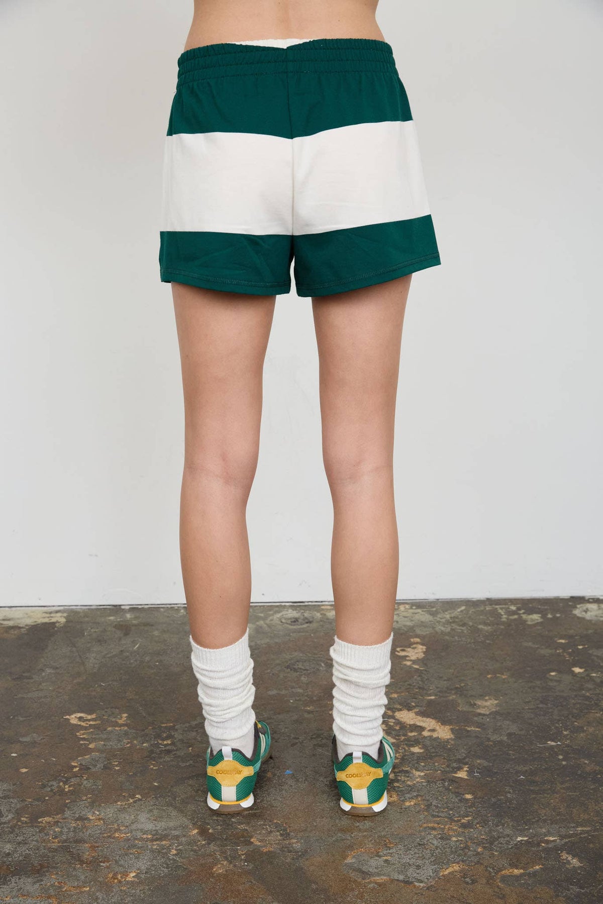 Wide Stripe Elastic Waist Knit Shorts