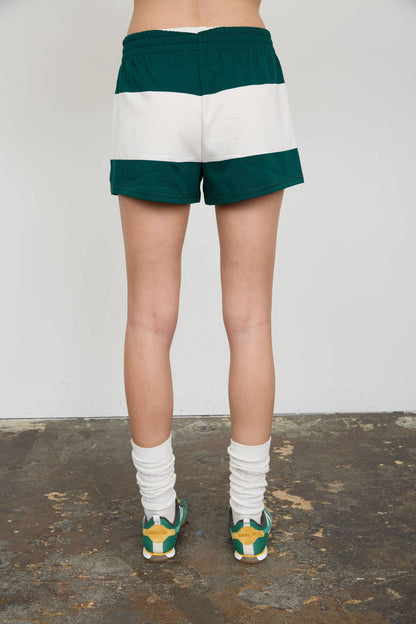 Wide Stripe Elastic Waist Knit Shorts