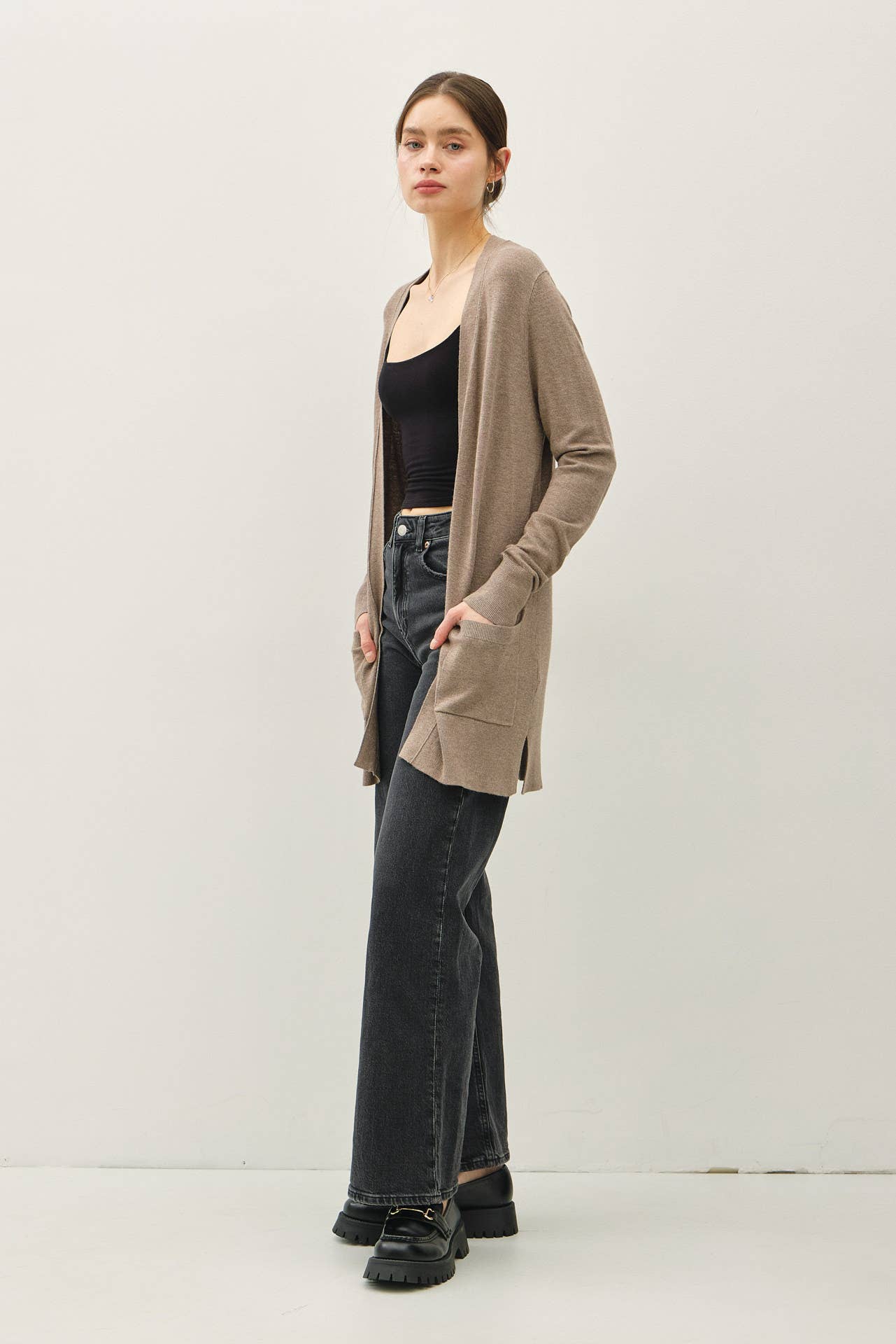 Viscose Open Front Essential Cardigan