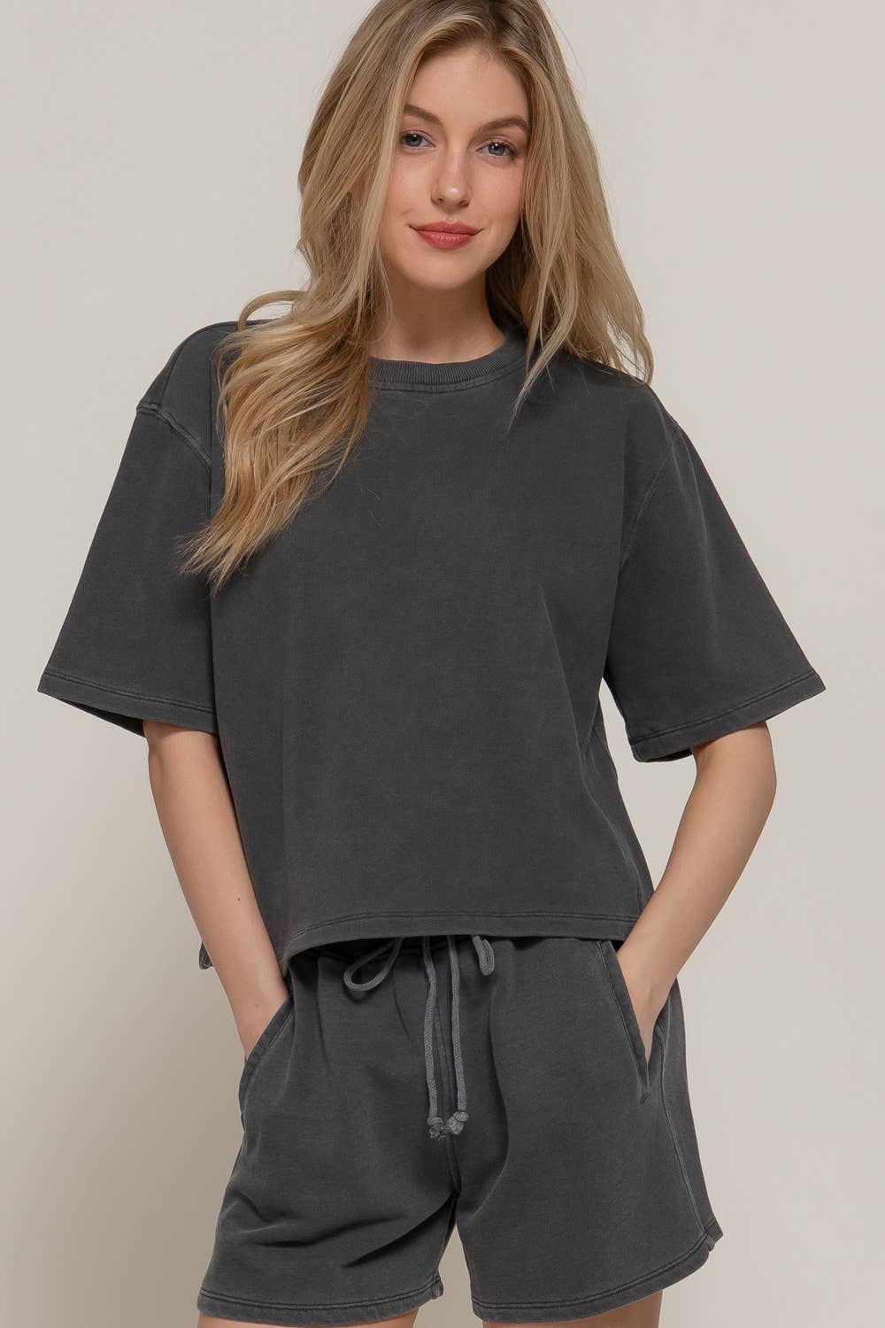 Hort Dolman Sleeve Garment Washed Terry Top