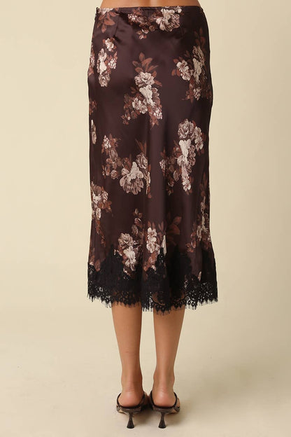 Rosalie Floral Lace Trim Midi Skirt
