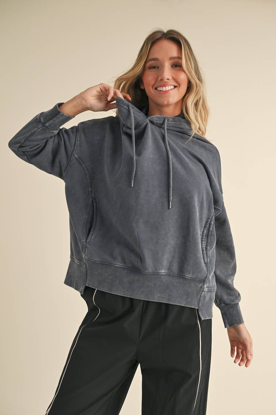 Mineral Wash Oversized Pullover Hoodie