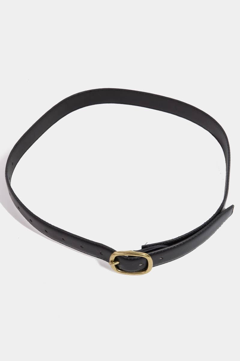 Metallic Oval Buckle Faux Leather Belt